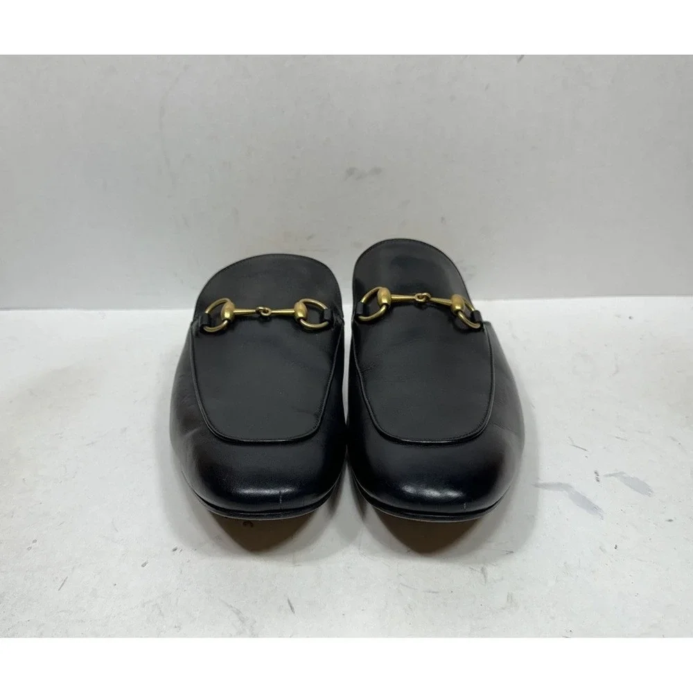 Gucci Black Leather Princetown Mule Slides 426219 Men's Size 10.5 US Slip On